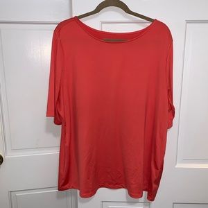 Susan Graver Essentials coral top 3/4 sleeve